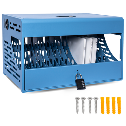 16-Bay Locking Charging Cabinet for Laptops & Chromebooks – Fits 14'' Devices, Cable Management