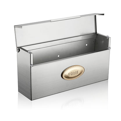 Heavy Duty Stainless Steel Drop Box – Wall Mount Locking Mailbox, Silver
