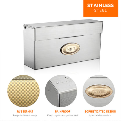 Heavy Duty Stainless Steel Drop Box – Wall Mount Locking Mailbox, Silver