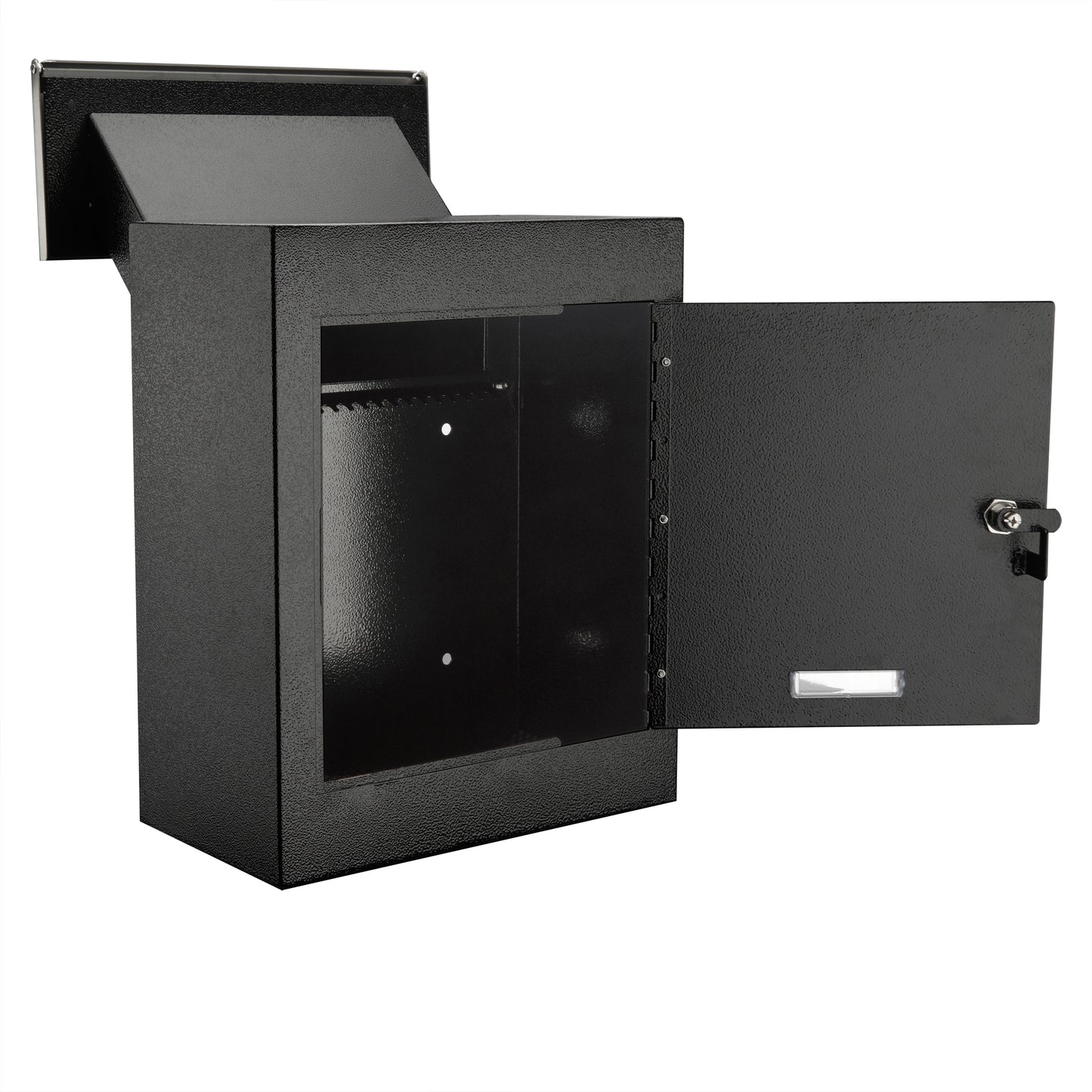 M-D9-H - Through The Wall Drop Box,Mail Drop Box,Adjustable Chute,Deposit Drop Box Code Lock,Rainproof and Anti Phishing Design Wall Mount Mailbox for Letters, Rents,Checks & Keys,Home & Office,Black